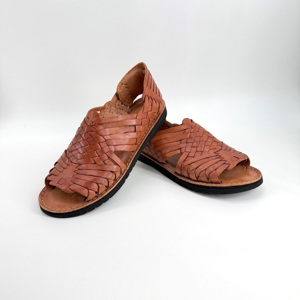 Brand X Huaraches Sandals Womens 10 Brown Woven Leather Mexican Boho Open Toe